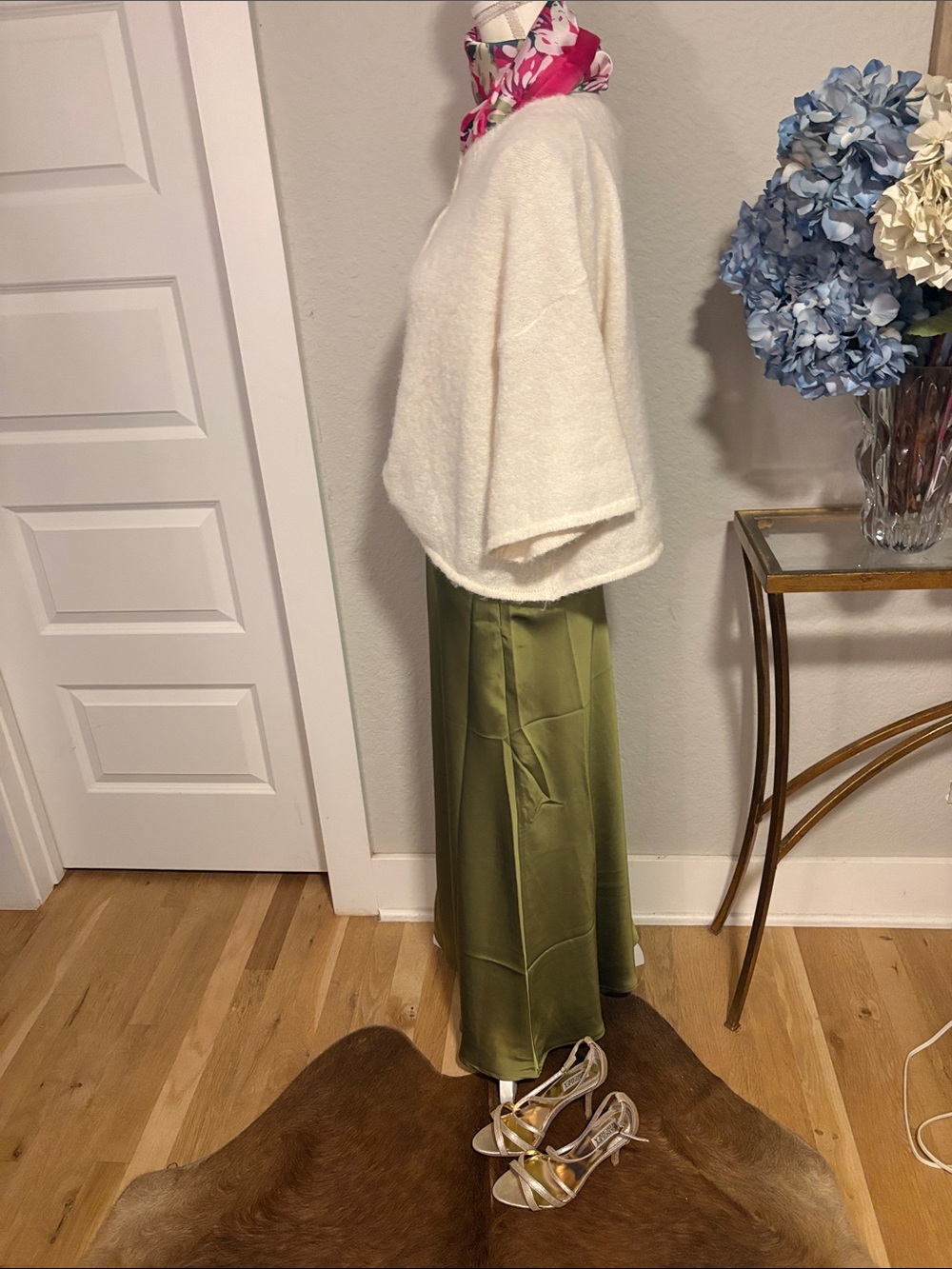 Commense Olive Satin Maxi Skirt - Picture 3 of 5